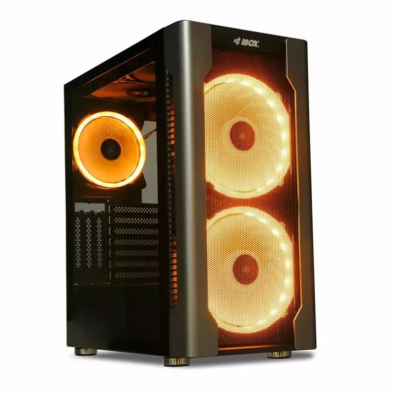 Caixa para PC IBOX Chiron ZH68 Gaming, ATX Midi-Tower, suporte EATX, preto, janela lateral, iluminação