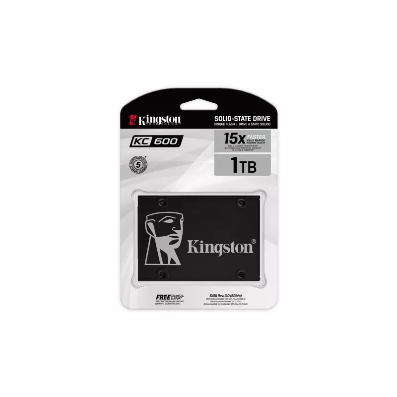 Kingston Technology 1024G SSD KC600 SATA3 2,5 polegadas, 1 TB, 2,5 polegadas, 550 MB/s, 6 Gbit/s