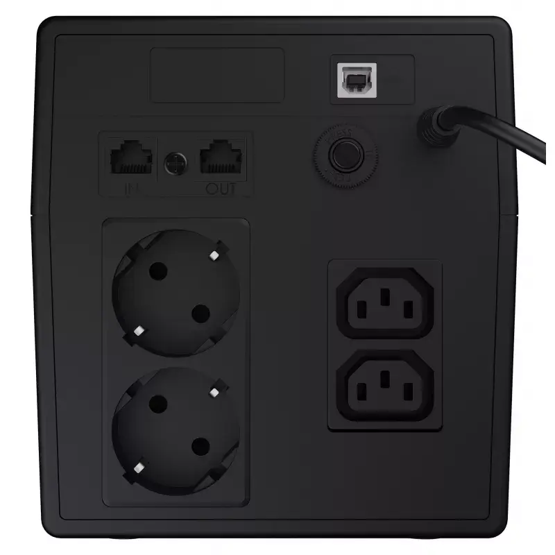 Fonte de alimentação ininterrupta Green Cell UPS08 — Line-Interactive 700 W / 230 V, 4 tomadas IEC, USB, RJ-45, bateria 12 V 7 Ah, torre, preto