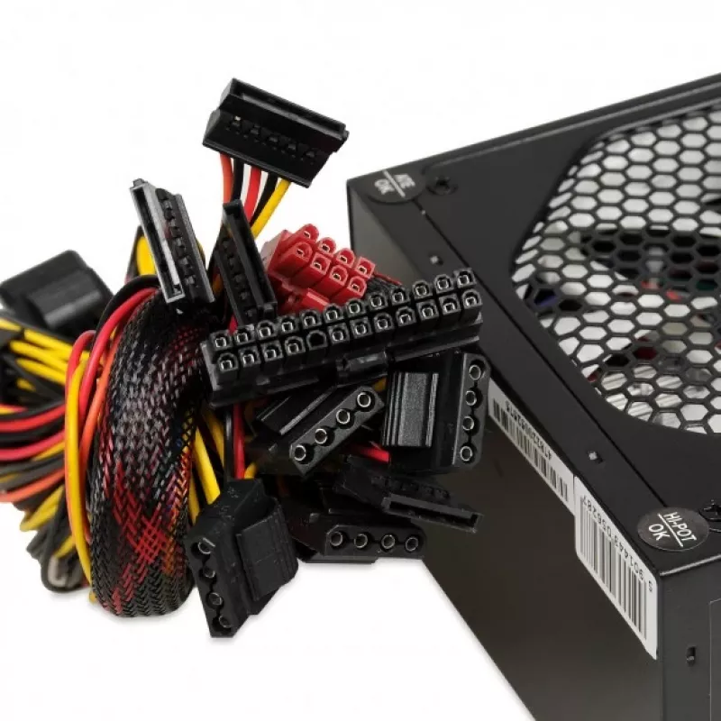 Fonte de alimentação IBOX iBox Aurora 500 W 20+4 Pin ATX, ventoinha de 140 mm, branca