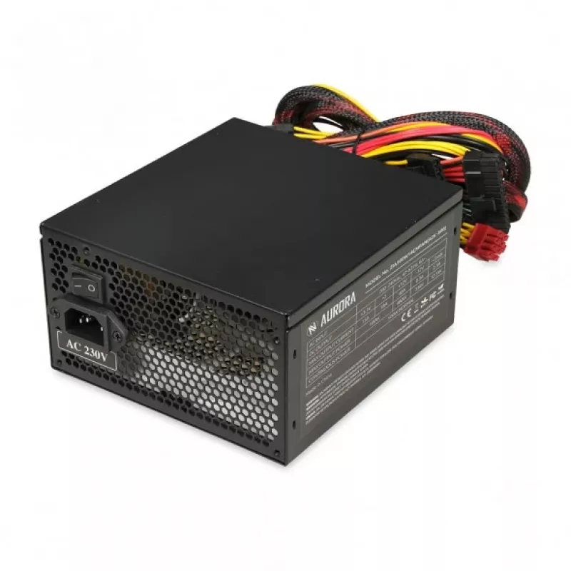 Fonte de alimentação IBOX iBox Aurora 500 W 20+4 Pin ATX, ventoinha de 140 mm, branca