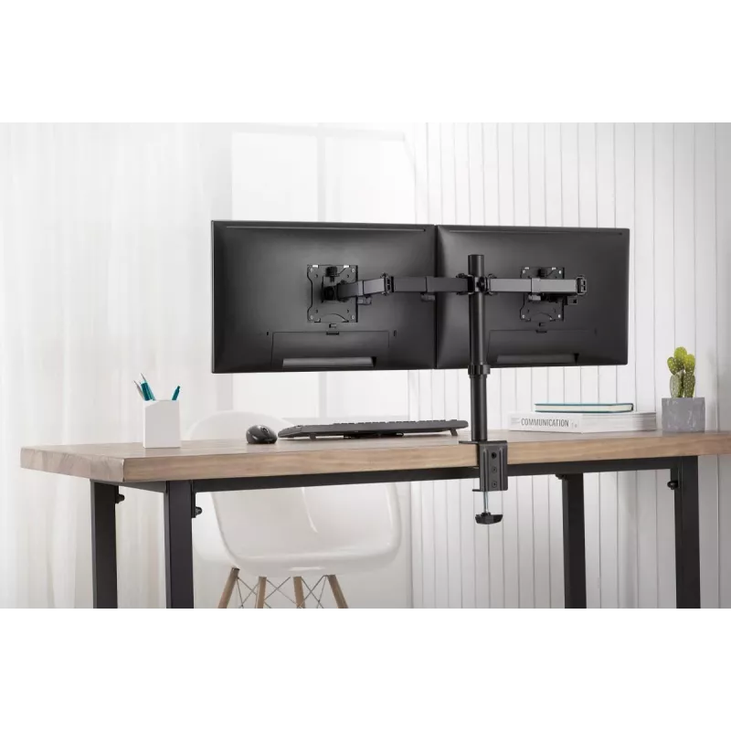 Suporte de monitor universal com braçadeira DIGITUS 17-32in 2x 8kg (máx.) preto