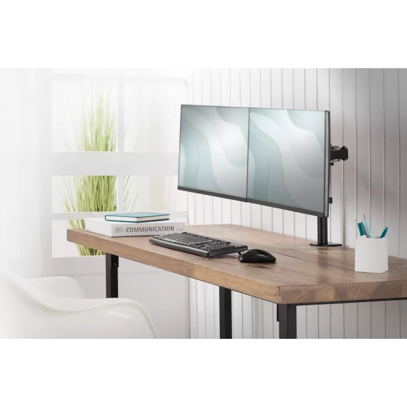 Suporte de monitor universal com braçadeira DIGITUS 17-32in 2x 8kg (máx.) preto