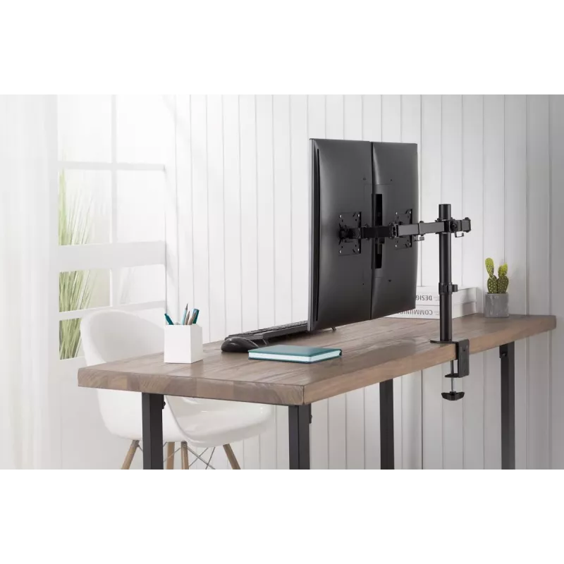 Suporte de monitor universal com braçadeira DIGITUS 17-32in 2x 8kg (máx.) preto
