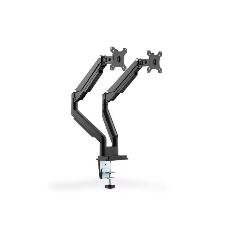 Suporte de monitor duplo universal com braçadeira e mola a gás DIGITUS 17-32in 2x 9kg