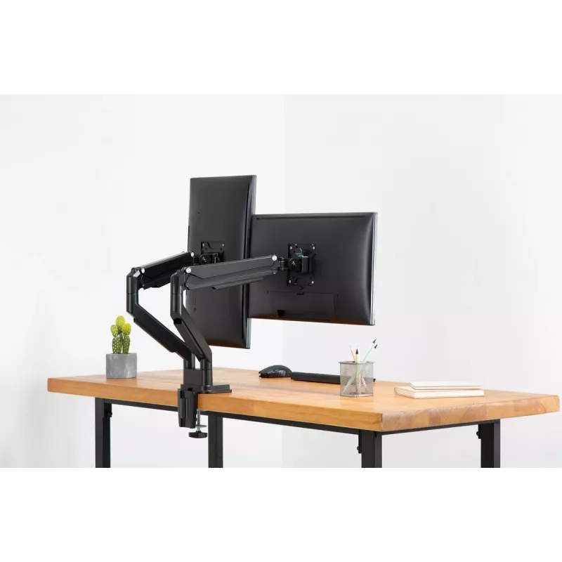 Suporte de monitor duplo universal com braçadeira e mola a gás DIGITUS 17-32in 2x 9kg