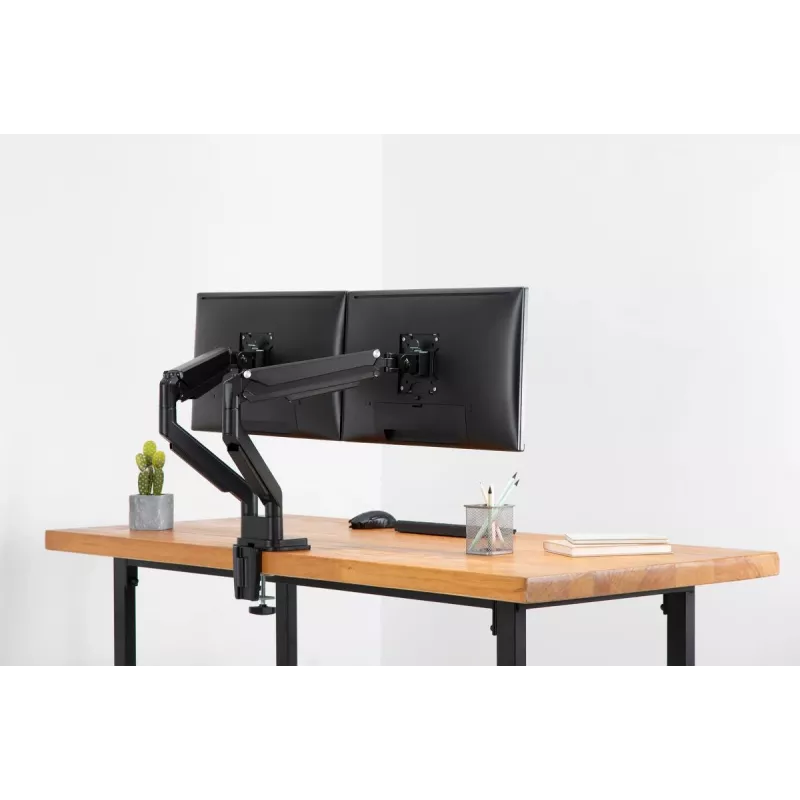 Suporte de monitor duplo universal com braçadeira e mola a gás DIGITUS 17-32in 2x 9kg