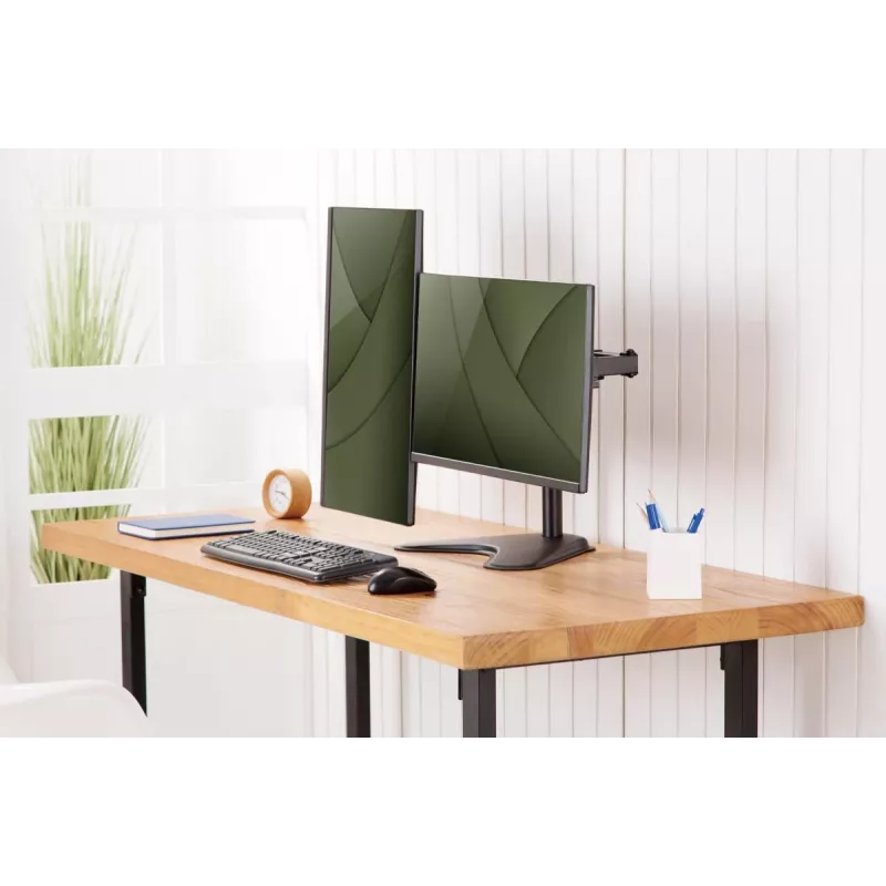 Suporte de monitor duplo universal DIGITUS 17–32 polegadas 2x 8 kg (máx.) preto