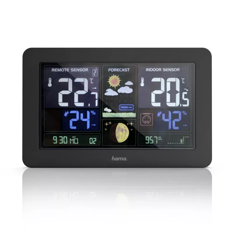 Estação meteorológica a pilhas Hama Premium Black 00186380
