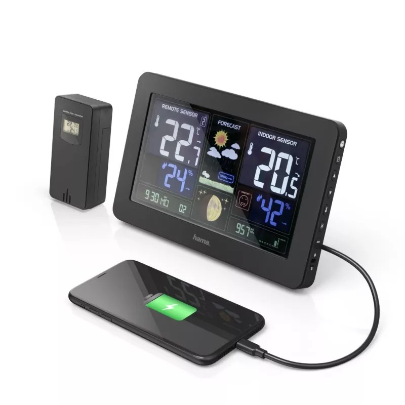 Estação meteorológica a pilhas Hama Premium Black 00186380