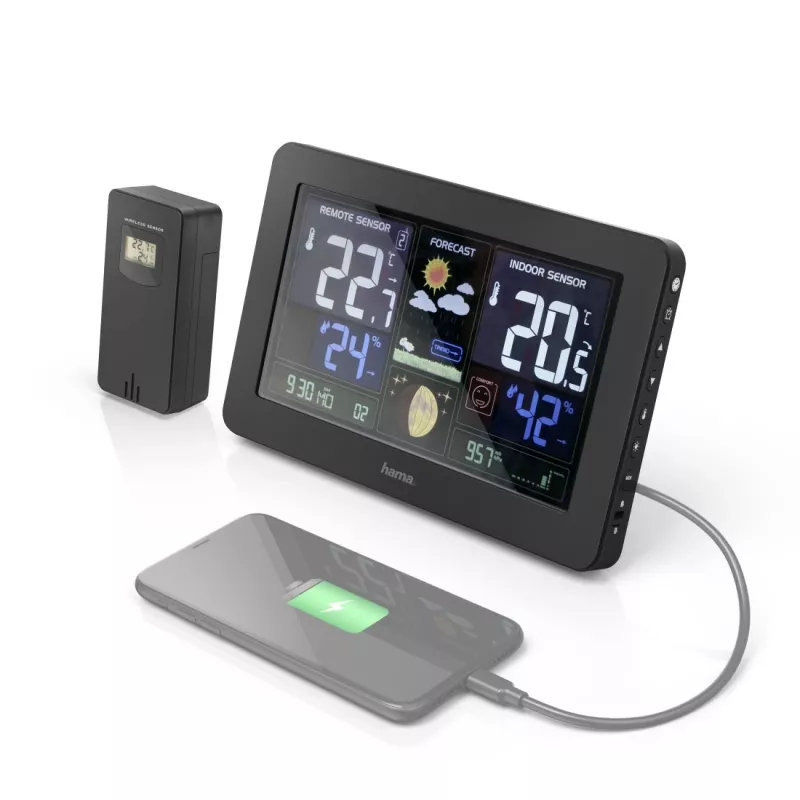 Estação meteorológica a pilhas Hama Premium Black 00186380