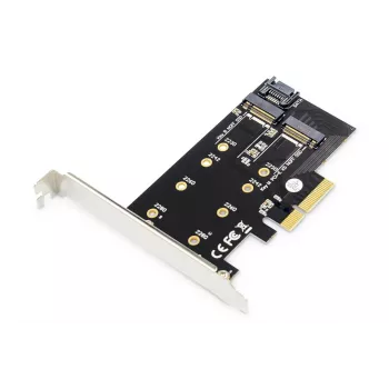Placa de expansão PCI-Express para SSD M.2 NGFF/NVMe DIGITUS compatível com B-, M- e B+M-Key, tamanhos 80, 60, 42 e 30 mm