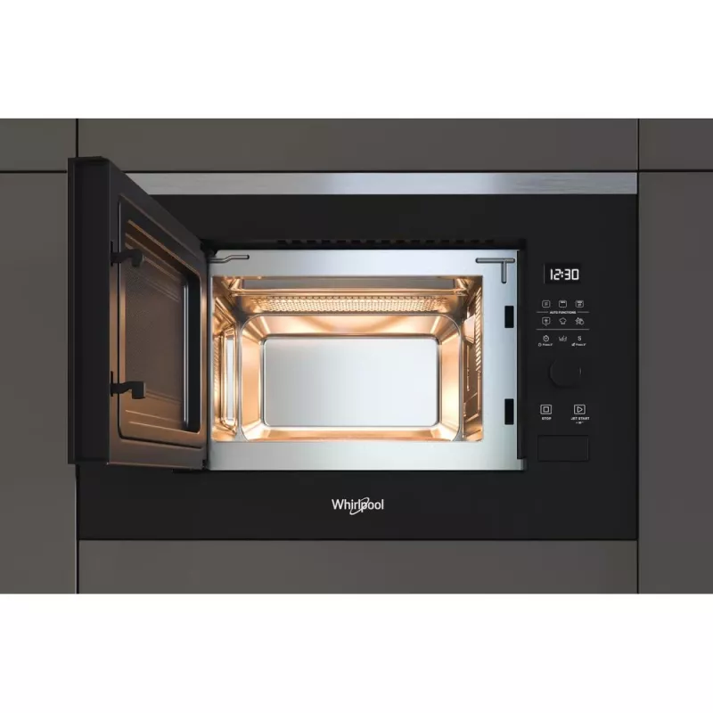 Micro-ondas com grelhador de encastrar WHIRLPOOL WMF201G, 800 W, 20 L, aço inoxidável/preto