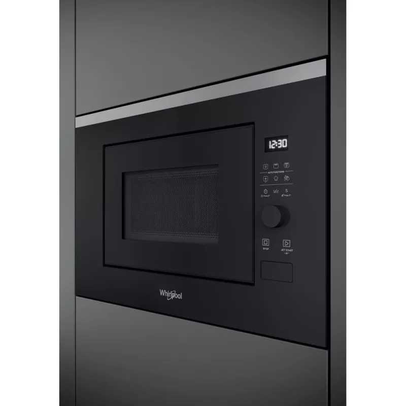 Micro-ondas com grelhador de encastrar WHIRLPOOL WMF201G, 800 W, 20 L, aço inoxidável/preto