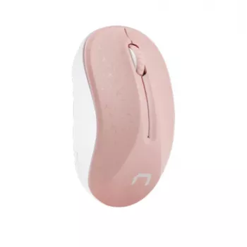Rato ótico Wireless RF NATEC Toucan Office — ambidestro, 1600 DPI, 3 botões, roda, branco/rosa