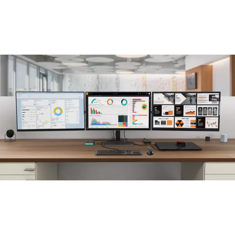 Docking station ergonómica USB-C de metal i-tec 4K 3x ecrã + Power Delivery 85 W