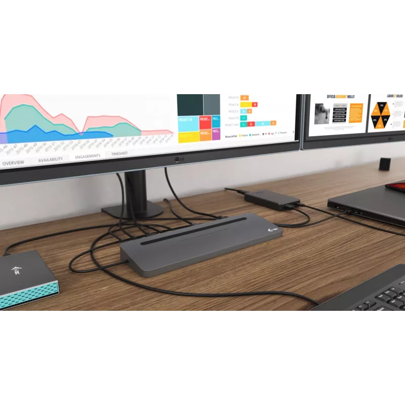 Docking station ergonómica USB-C de metal i-tec 4K 3x ecrã + Power Delivery 85 W