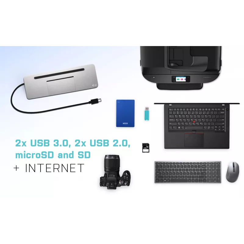 Docking station ergonómica USB-C de metal i-tec 4K 3x ecrã + Power Delivery 85 W