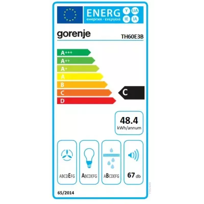 Exaustor Gorenje TH60E3B de encastrar (extrátil) preto 350 m³/h