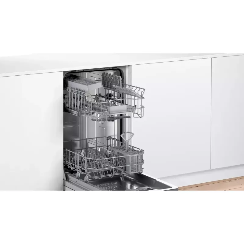 Máquina de lavar loiça de encastrar Bosch Serie 2 SPV2IKX10E, estreita 45 cm, 9 conjuntos de louça, 48 dB, 5 programas, cuba interior em aço inoxidável