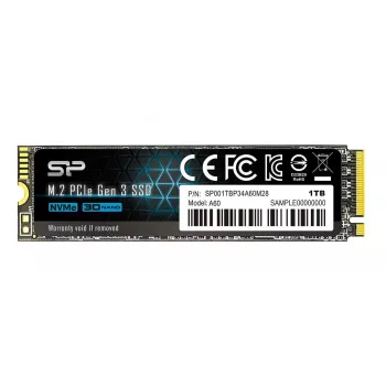 SSD M.2 2280 Silicon Power 1000GB NVMe PCIe Gen3x4, leitura 2200 MB/s, escrita 1600 MB/s