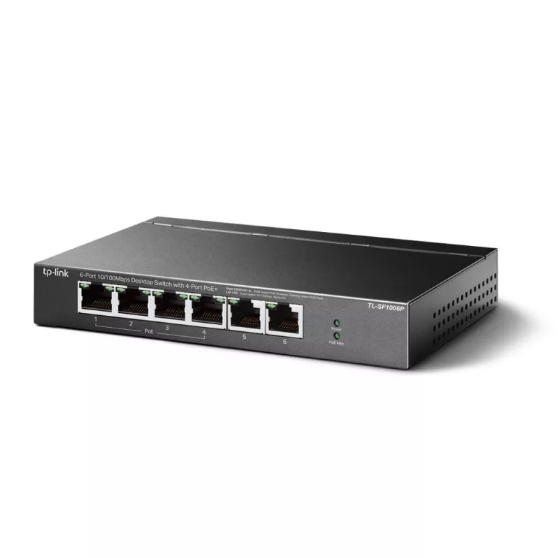 TP-Link TL-SF1006P comutador de rede Unmanaged Fast Ethernet (10/100) Power over Ethernet (PoE) preto