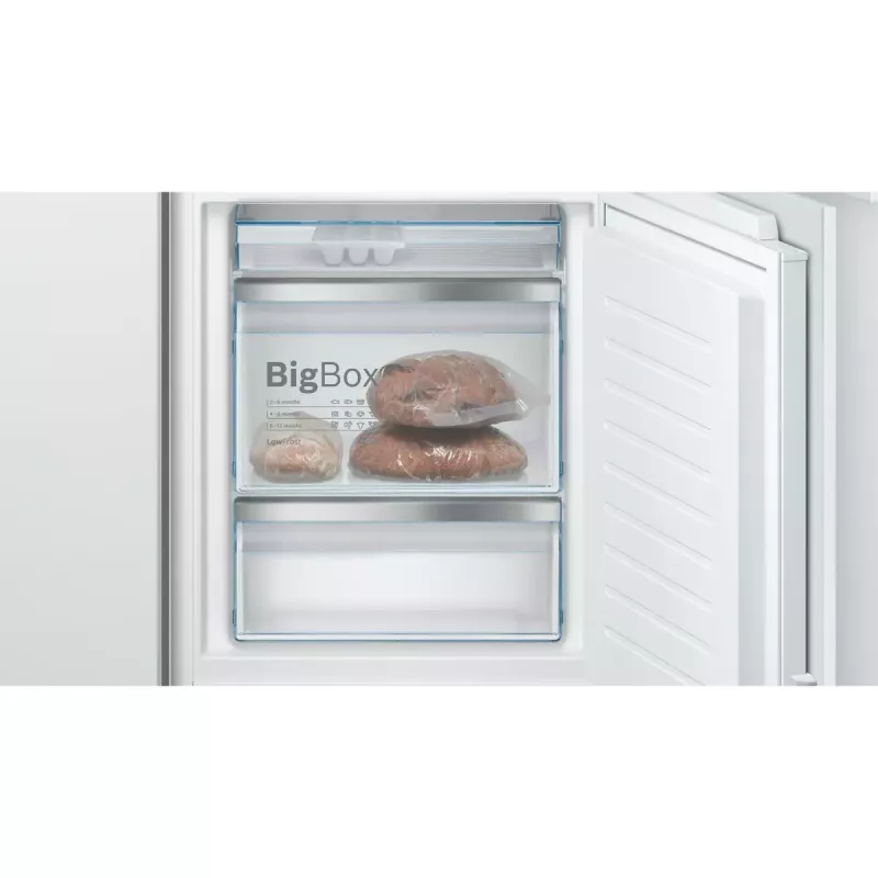 Combinado de encastrar frigorífico-congelador Bosch Serie 6 KIS86AFE0, 266 L total, 192 L de refrigeração, 74 L de congelação em baixo, controlo tátil, porta reversível