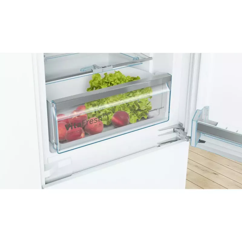 Combinado de encastrar frigorífico-congelador Bosch Serie 6 KIS86AFE0, 266 L total, 192 L de refrigeração, 74 L de congelação em baixo, controlo tátil, porta reversível