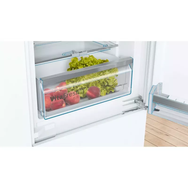Combinado de encastrar frigorífico-congelador Bosch Serie 6 KIS87AFE0, 272 L total, 209 L de refrigeração, 63 L de congelação em baixo, branco, porta reversível