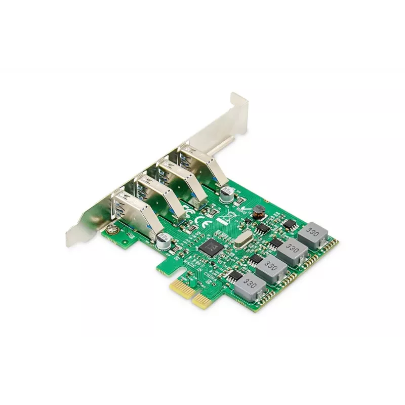 Placa de expansão PCIe USB 3.0 DIGITUS, 4 portas A/F, chipset: VL805, autoalimentada