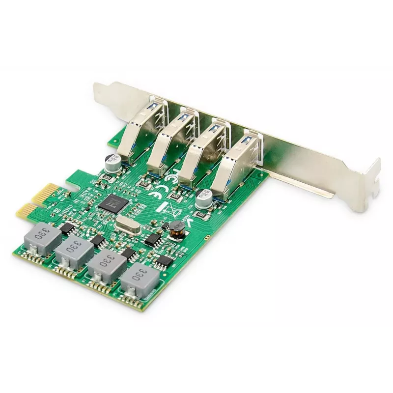 Placa de expansão PCIe USB 3.0 DIGITUS, 4 portas A/F, chipset: VL805, autoalimentada
