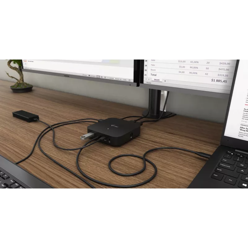 Docking station i-tec USB-C Dual Display com Power Delivery 100 W + carregador universal 100 W