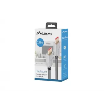 Cabo DisplayPort LANBERG CA-DPDP-20CU-0018-BK 1,8 m DisplayPort 1.4 32,4 Gbit/s HDR banhado a ouro