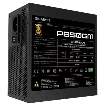 Fonte de alimentação GIGABYTE P850GM 850 W 20+4 pin ATX ATX preta
