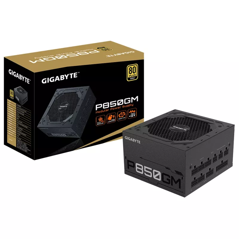Fonte de alimentação GIGABYTE P850GM 850 W 20+4 pin ATX ATX preta
