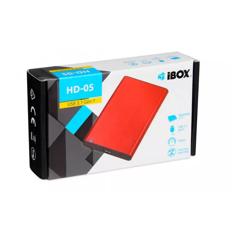Caixa para HDD/SSD IBOX HD-05 vermelha 2,5
