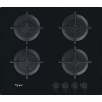 Placa de fogão a gás encastrável Whirlpool AKT 616/NB preta 60 cm 4 zonas de cozedura