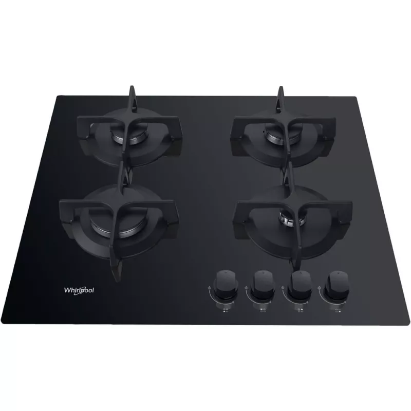 Placa de fogão a gás encastrável Whirlpool AKT 616/NB preta 60 cm 4 zonas de cozedura