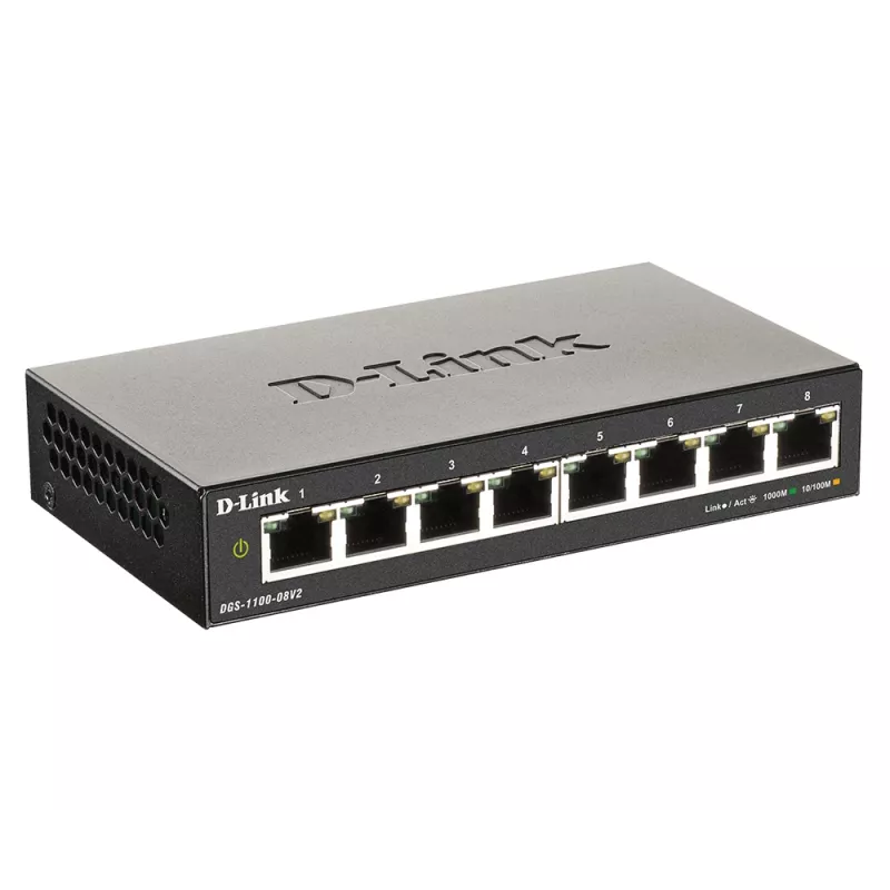 D-Link DGS-1100-08V2 Managed L2 Gigabit Ethernet (10/100/1000) preto