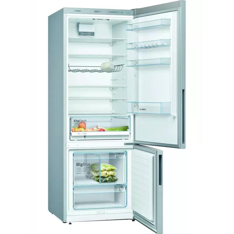 Bosch KGV58VLEAS frigorífico combinado XXL de instalação livre, congelador em baixo, frigorífico 376 l / congelador 124 l, Low Frost, classe energética E, 191×70×77 cm, aço inoxidável