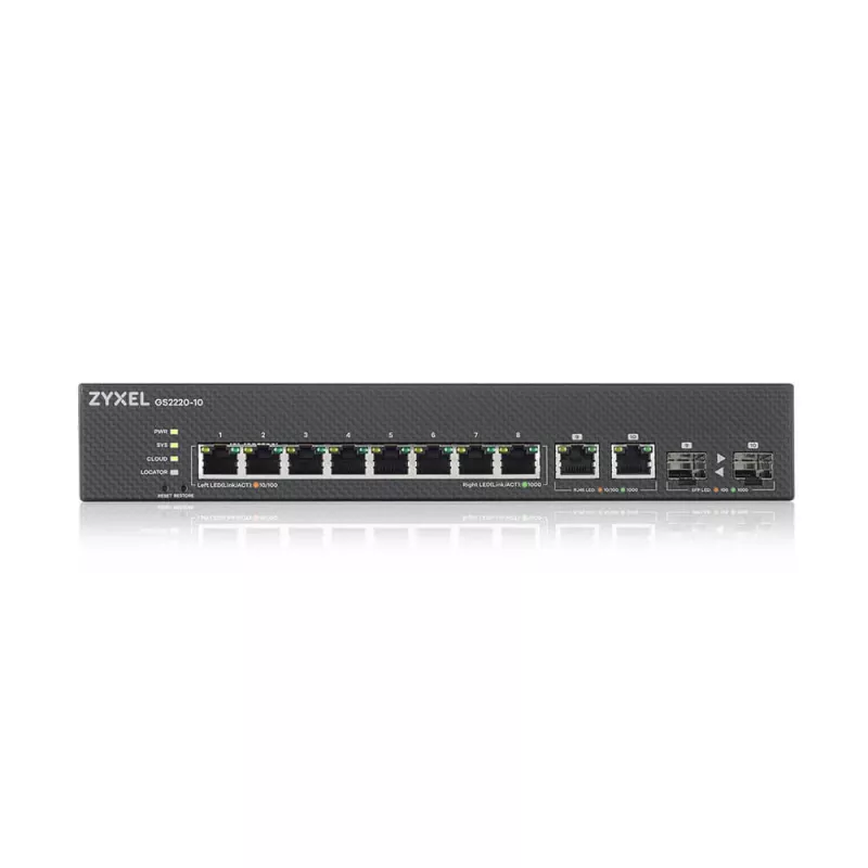 Zyxel GS2220-10-EU0101F Comutador de rede Managed L2 Gigabit Ethernet (10/100/1000) preto