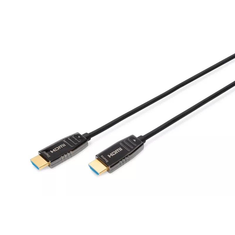 Cabo de ligação híbrido de fibra HDMI AOC DIGITUS, ficha/ficha tipo A, 15 m, UHD 8K@60Hz, CE, preto