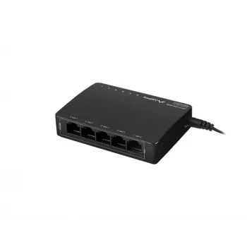 Switch de rede não gerido LANBERG DSP3-1005-60W, 5x Gigabit RJ-45, 4x PoE+ (60 W total), comutação 10 Gbit/s