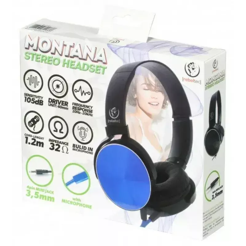 Auscultadores estéreo Rebeltec MONTANA BLU