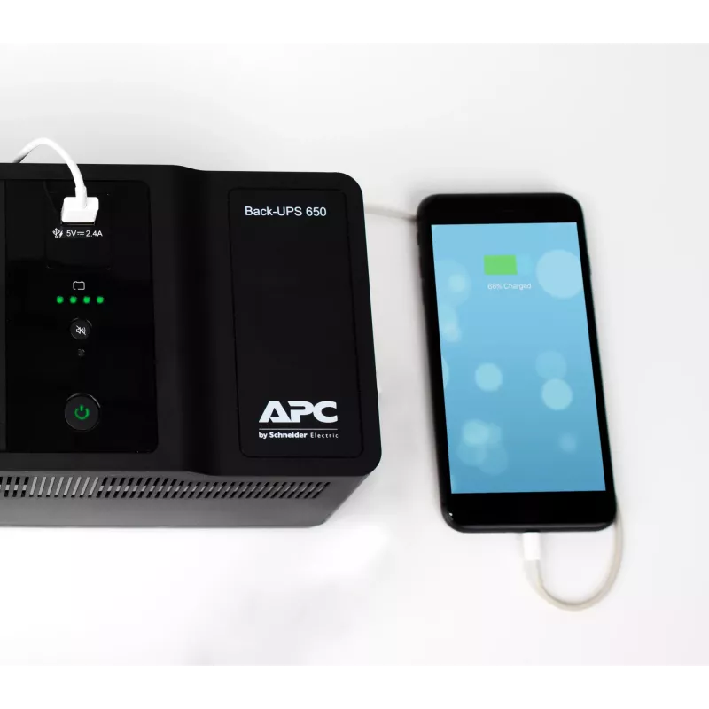 APC Back-UPS 650VA 230V 1 porta USB de carregamento - UPS (Offline) fonte de alimentação ininterrupta (UPS) Standby (Offline) 0,65 kVA 400 W 8 tomadas AC