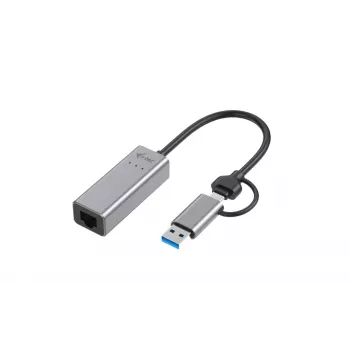 Adaptador i-tec Metal USB-C/USB-A 2.5Gbps Ethernet, com fios, USB Type-A/USB Type-C, Ethernet, 2500 Mbit/s, cinzento