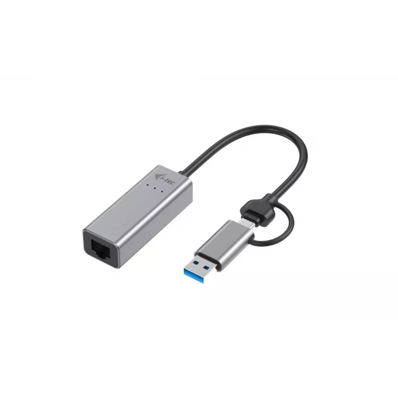 Adaptador i-tec Metal USB-C/USB-A 2.5Gbps Ethernet, com fios, USB Type-A/USB Type-C, Ethernet, 2500 Mbit/s, cinzento