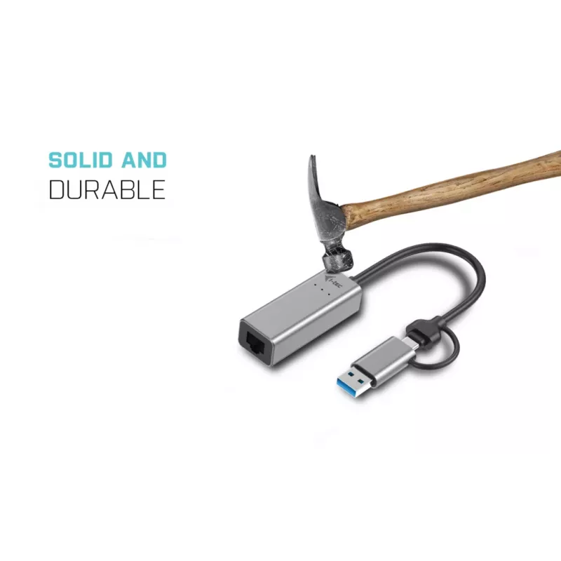 Adaptador i-tec Metal USB-C/USB-A 2.5Gbps Ethernet, com fios, USB Type-A/USB Type-C, Ethernet, 2500 Mbit/s, cinzento