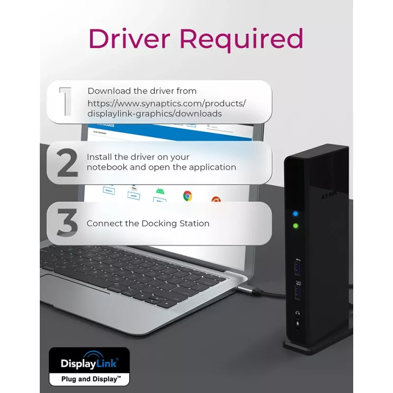 ICY BOX IB-DK2251AC com fios USB 3.2 Gen 2 (3.1 Gen 2) Type-A preto