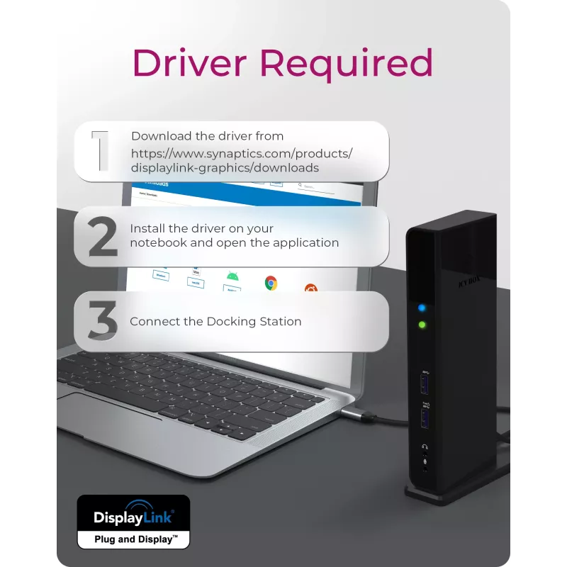 ICY BOX IB-DK2251AC com fios USB 3.2 Gen 2 (3.1 Gen 2) Type-A preto